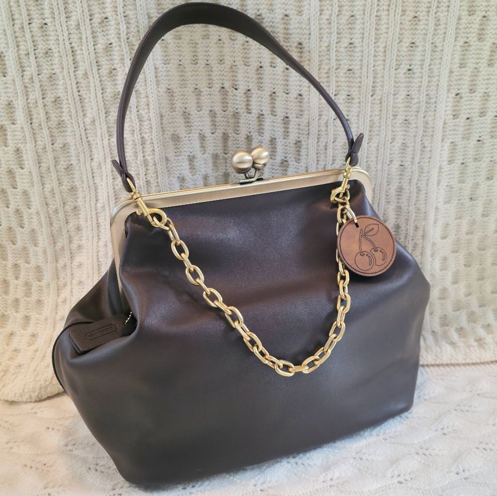 Large Kisslock bag in Chocolate Brown-New without tag - Picture 4 of 15